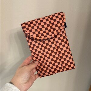 BAGGU Checkered Tablet Sleeve - Orange and Black